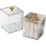 2 pi�ces distributeur coton tige, rangement coton, boite coton tige, bathroom organizer, boite maquillage ...