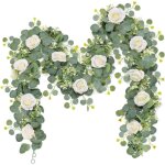 2 pices guirlande fleurs artificielles 1. 8m faux rosier guirlande eucalyptus plante artificielle guirlande ...