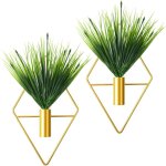 2 pices jardinires suspendues en mtal vase mural gomtrique avec plante artificielle porte - plante ...