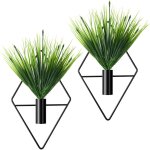 2 pices jardinires suspendues en mtal vase mural gomtrique avec plante artificielle porte - plante ...