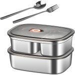 2 pi�ces lunch box inoxydable bento box boite repas avec compartiments couverts bo�tes bento enfant adulte ...