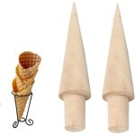 2 pi�ces moule � c�ne en bois, rouleau de gaufres mouler pour faire des gaufres et des cornets de cr�me ...