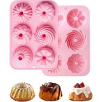 2 pi�ces moule � g�teau en silicone, petit moule � savarin, 6 formes diff�rentes de motifs de rainures ...