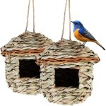 2 pices nichoirs tisss pour oiseaux, nid fait  la main pour colibris et msanges, maison extrieure ...