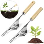 2 pi�ces outil desherbeur manuel en acier inoxydable, arrache racine outil gouge d�sherbage, outil de ...