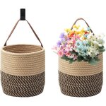 2 pi�ces panier suspendu avec poign�e paniers suspendre de rangement en coton tiss� mural suspendu cache ...