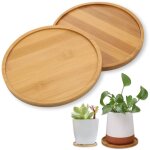 2 pi�ces plateau en bambou rond 15. 5cm - soucoupe pour plante, plateau de service, pot de fleur en bois ...