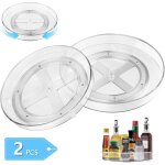 2 pices plateau tournant cuisine rotatif 360, transparent plastique tagre lazy susan rangement organisatio ...