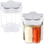 2 pi�ces pots � �pices 5 en 1 en plastique bocaux epices transparente � 5 compartiments boites � �pices ...