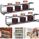 2 pi�ces rangement epices cuisine, accessoire de rangement pour cuisine, �tag�re �pices en m�tal sans ...