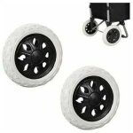 2 pi�ces remplacement de roues de caddie en caoutchouc, roues de chariot en plastique avec mousse, noir ...
