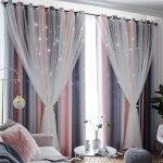2 pièces rideau occultant avec blanc voilages, décoration de fenêtre couleurs dégradé motif etoiles perforées, ... 2 pièces rideau occultant avec blanc voilages, décoration de fenêtre couleurs dégradé motif etoiles perforées, ...