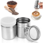 2 pi�ces saupoudreuse cacao, acier inoxydable saupoudreuse sucre glace avec couvercle herm�tique secoueur ...
