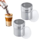 2 pi�ces saupoudreuse sucre glace, saupoudreuse, saupoudreuse cacao, saupoudreuse en inox � toile m�tallique, ...