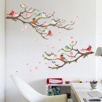2 pices stickers muraux branche arbre oiseaux autocollant mural fleurs plantes deco stickers salon chambre ...