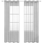 2 rideaux gris 140 x 225 cm - semi - transparents � oeillets - effet lin moderne - pour salon, chambre, ...