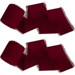 2 rouleaux de ruban en mousseline frang� de 4 cm x 5 m pour bouquets, ruban bordeaux fait � la main, ...