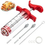 2 seringues � viande, kit d'injection pour marinade en plastique de 30 ml pour dinde, 4 aiguilles � marinade ...