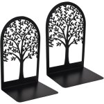 2 serre - livres m�tal noir design arbre, presse - livres antid�rapants r�sistants, �cole, bureau, maison ...