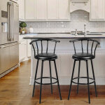 2 tabourets de bar noirs pivotants a 360 structure en acier coussins en mousse