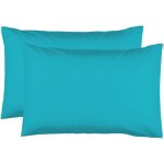 2 taies d'oreiller 50 x 70 cm - bleu turquoise - 100% coton 57 fils
