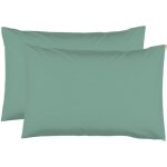 Le linge de jules - 2 taies d'oreiller 50 x 70 cm - vert tilleul - 100% coton 57 fils
