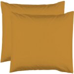 Le linge de jules - 2 taies d'oreiller 63 x 63 cm - safran - 100% coton 57 fils