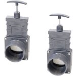 2 vannes guillotines pvc 75 mm pour bassins de jardin et irrigation