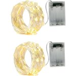 2 x guirlande lumineuse � pile fil d'argent 50leds 5m�tres avec 2 mode id�al pour les f�tes de no�l, ...