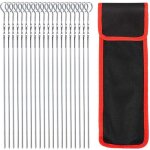 20 brochettes en acier inoxydable pour grillades, brochettes plates en m�tal, 36 cm