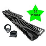 Le poisson qui jardine - 20 caniveaux 1 mtre avec grille de protection fonte max. 12, 5 tonnes - noir ...