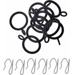 20 pi�ces 25 mm anneau de rideau en m�tal noir avec oeillet et 20 pi�ces crochets de draperie en m�tal ...