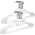 20 pi�ces, 39 x 21 x 0, 5 cm, blanc, avec crochet pivotant � 360 degr�s, cintres en plastique durables ...