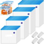 20 pi�ces sac sous vide alimentaire reutilisable, 4 tailles sac congelation sous vide avec 4 clips de ...