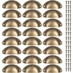 20 poign�es coquille m�tal r�tro semi - cercle, pour tiroirs, cuisine, placards, avec vis