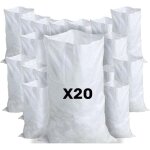 20 sacs � gravats, 55 x 95cm, 55kg, r�sistant et r�utilisable, en polypropyl�ne tiss� blanc, sable, terre, ...