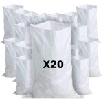 20 sacs � gravats, 55 x 95cm, 55kg, r�sistant et r�utilisable, en polypropyl�ne tiss� blanc, sable, terre, ...
