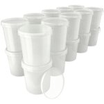 Fixedbyu - 20 seaux avec couvercle en plastique seau vide 15, 9l alimentaire transparent