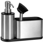 20 x 18 x 6, 5 cm, organiseur d'vier argent avec distributeur de savon intgr et porte - ponge (pompe ...