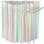 200 pcs - pailles en plastique jetables, pour ustensiles de cuisine, fournitures de f�te de bar, pailles ...