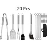 20pcs ensemble ustensiles barbecue en acier inoxydable professionnel - kit d'accessoires grill barbecue ...