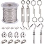 21pcs kit de crochets de c�ble m�tallique, crochets et tendeurs de c�ble m�tallique pvc, cable en aicer ...