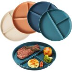 22cm lot de 4 assiette plate incassable avec 3 compartiments assiette à dîner divisée allant au micro ... 22cm lot de 4 assiette plate incassable avec 3 compartiments assiette à dîner divisée allant au micro ...