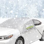 (230 x 147cm)couverture pare brise voiture hiver, b�che pare brise anti givre avec coques de r�troviseurs ...