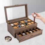 24 compartiments pour botes de montres, 2 tages, coffre pour montres, coffre  montres