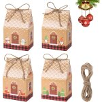 24 pcs boite cadeau noel, boite de chocolat nol avec 10 m corde chanvre, decoration fete noel boite ...