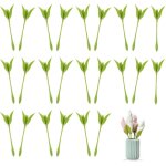 24 pcs porte - serviettes � fleurs, d�coratif floral pour table, porte - fleurs en forme de tige verte ...