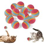 24 pi�ces balle pour chat rainbow jouet chat interieur petite balle en mousse jouet interactif pour int�rieur ...