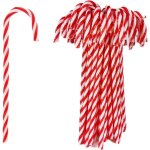 24 pices de cannes  sucre de nol en plastique  suspendre pour sapin de nol, dcoration de fte intrieure ...