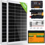 Eco - worthy - 240w 12v kit panneau solaire avec batterie rechargeable lifepo4 lithium batterie 100ah ...